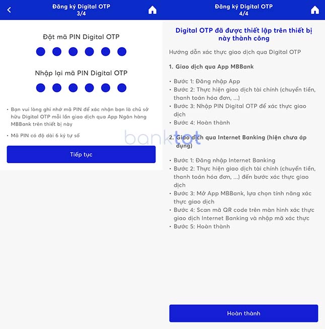 Hướng dẫn chi tiết các bước đăng ký Digital OTP MB Bank online
