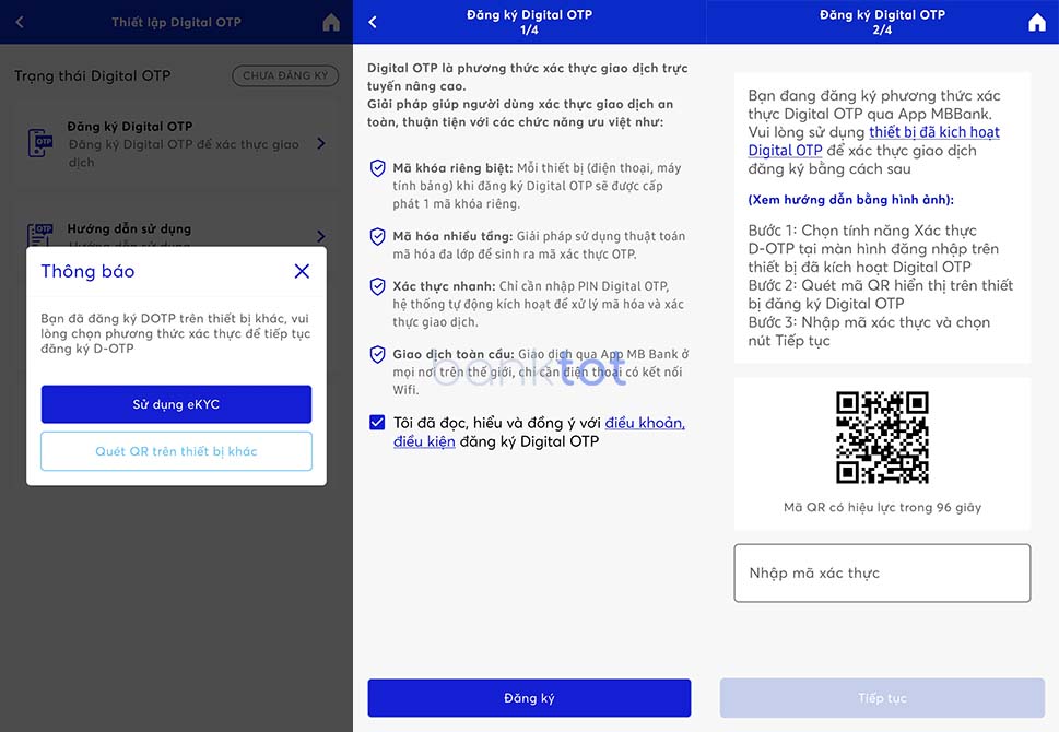Hướng dẫn chi tiết các bước đăng ký Digital OTP MB Bank online
