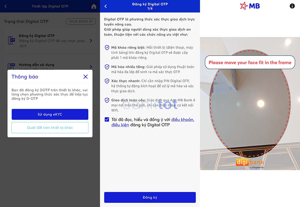 Hướng dẫn chi tiết các bước đăng ký Digital OTP MB Bank online