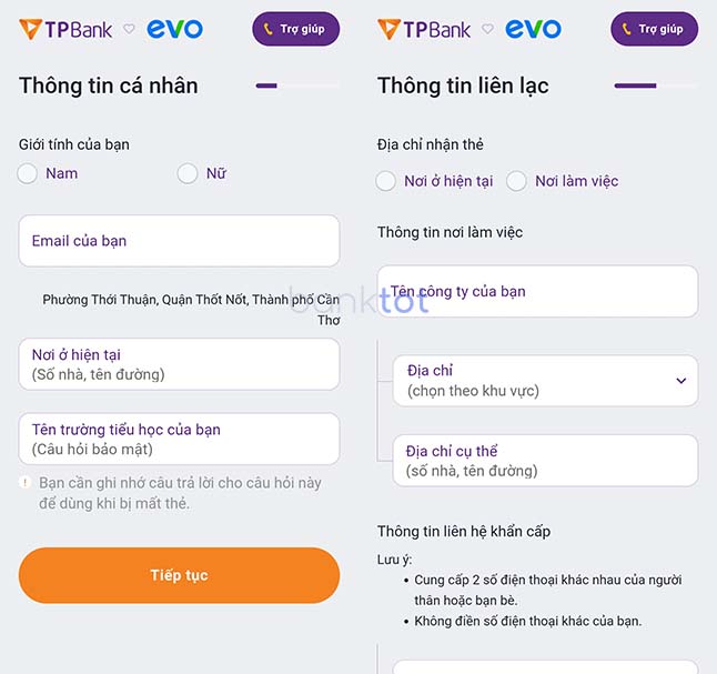 Hướng dẫn mở thẻ tín dụng TPBank Evo