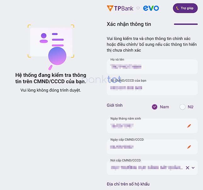 Hướng dẫn mở thẻ tín dụng TPBank Evo